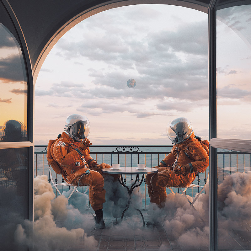 astronautas conversando